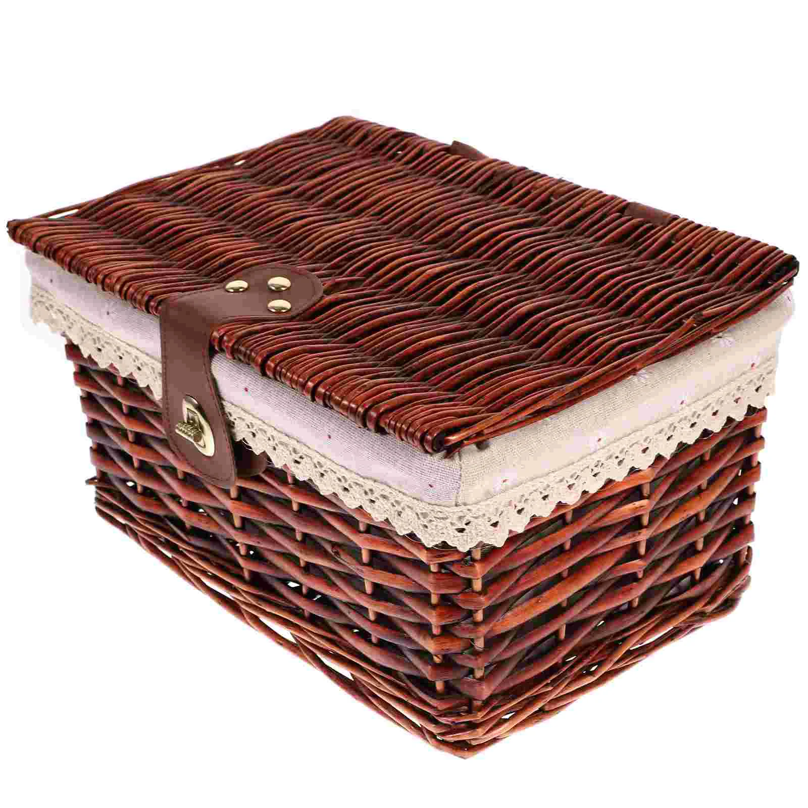 

Rectangle Rattan Storage Box Laundry Baskets Shelves Cotton Linen Liner for Toilet Paper