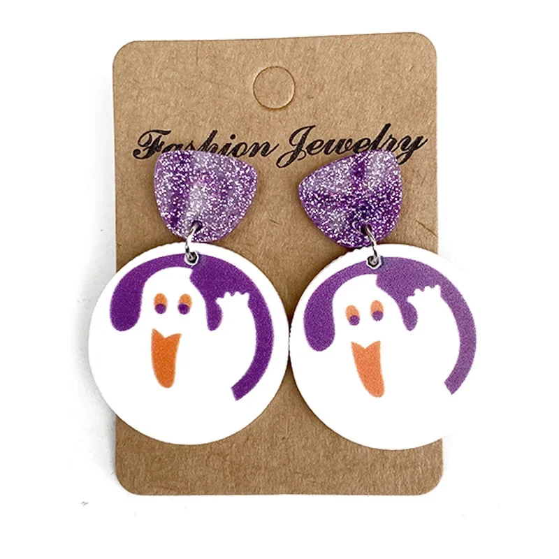 Halloween Sugar Cookie Earrings Fashion Cute Cartoon Pillsbury Cookies Acrylic Drop Earrings for Woman Girl Holiday Gifts