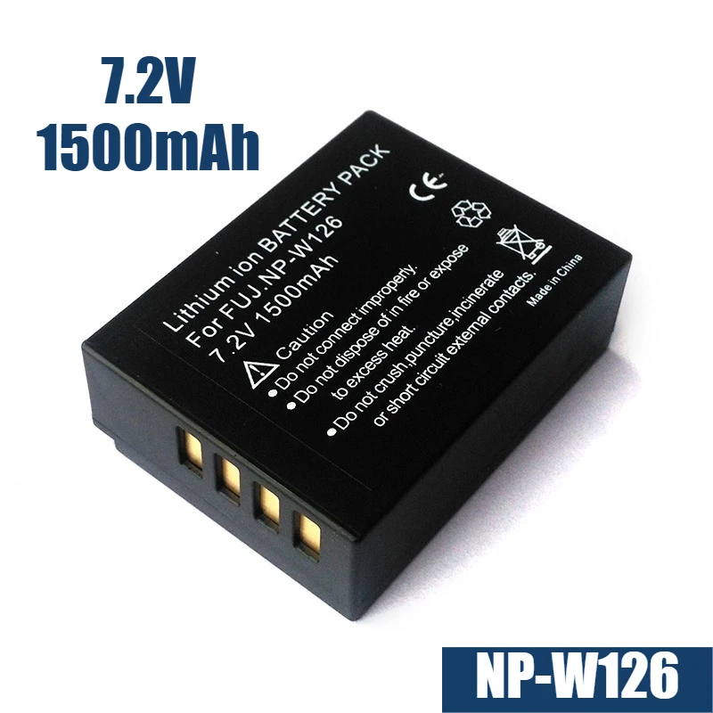 Bateria de câmera 7.2V 1500mAh NP-W126, para Fujifilm XT20/T10/T2 XA3/A10/A5/A20 XE3/E2 X100F