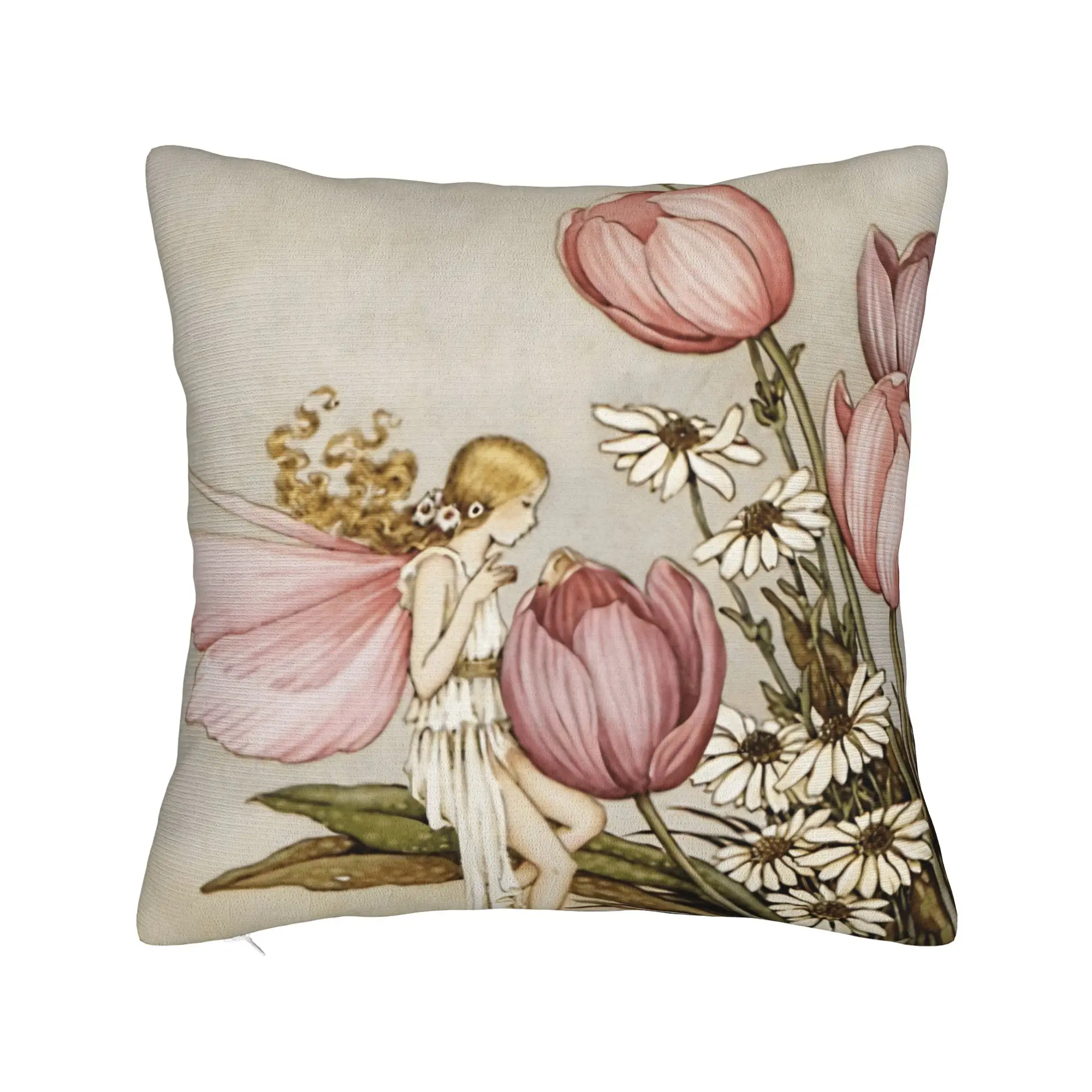 Tulip Spring Pillow Cover  Square Cushion Cover Cute Funny Pillow Case For Couch Sofa Bedroom