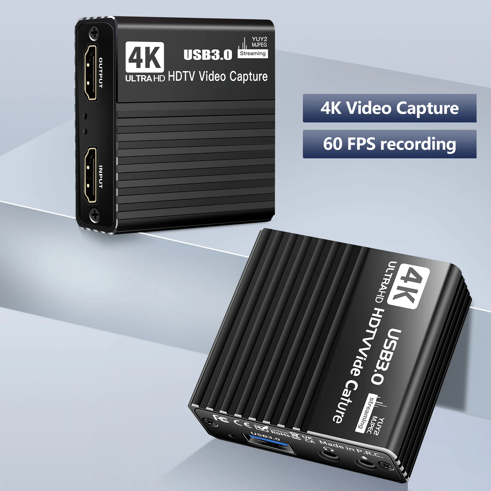 USB 3.0 Video Capture Card HDTV Recording Box 4K Game Livestreaming Device Microphone HD 1080P Video Grabber Recorder 60FPS ﻿