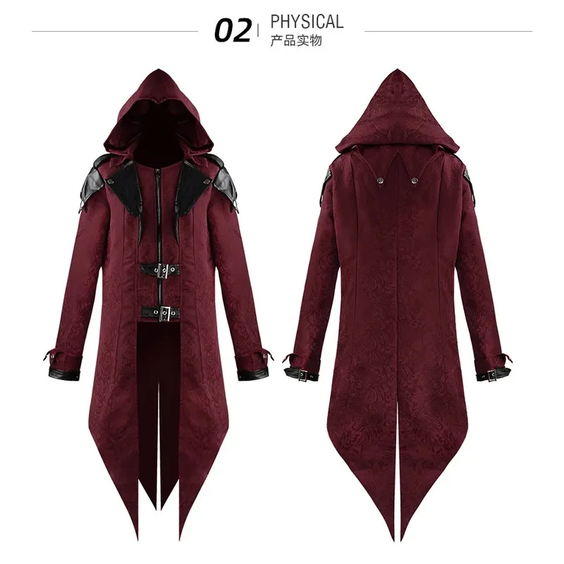 ملابس الأداء كرنفال رجل القرون الوسطى مقنعين سترة أبلى تأثيري إدوارد القتلة هالوين زي الشارع الشهير 5ftu ^ 5ftu ^