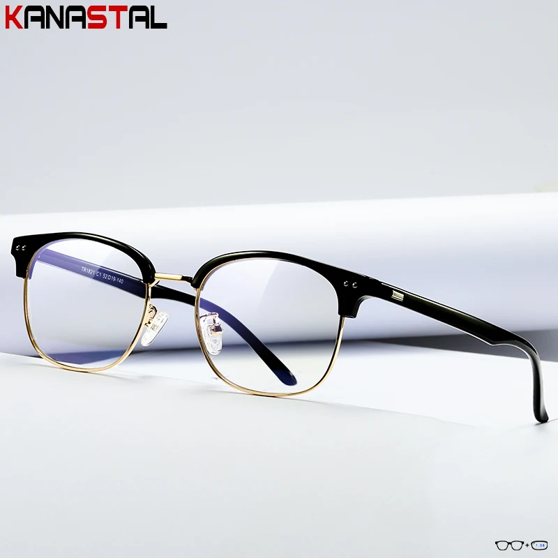 Women Reading Glasses Prescription CR39 Optic Lenses Myopia Eyewear Men Blue Light Blocking Computer TR90 Metal Eyeglasses Frame