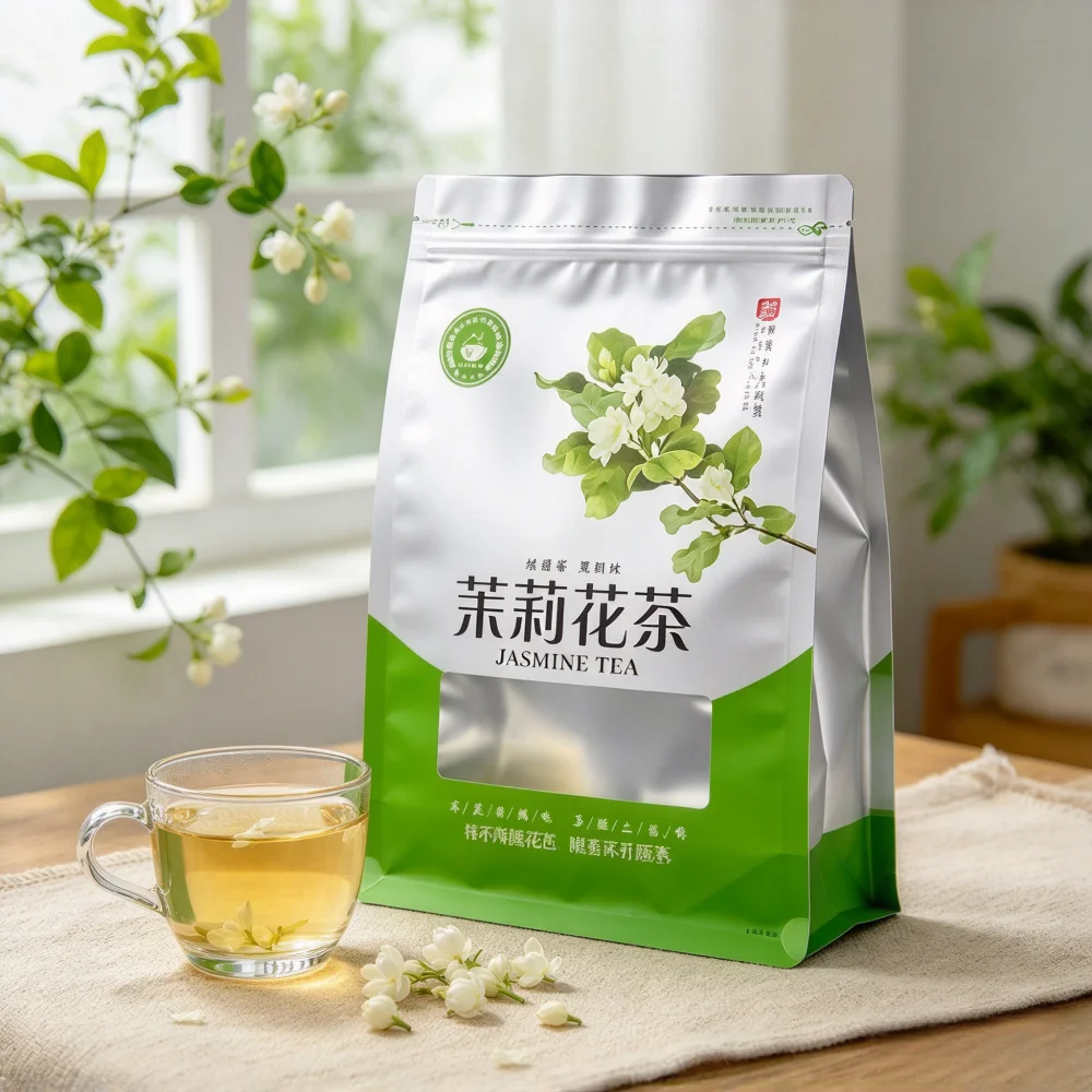 Delicious Origin Jasmine Flower Green Oolong Tea Set Bag Classic China Style Aluminum Foil Bag 250g/500g Self Sealing Zipper Bag