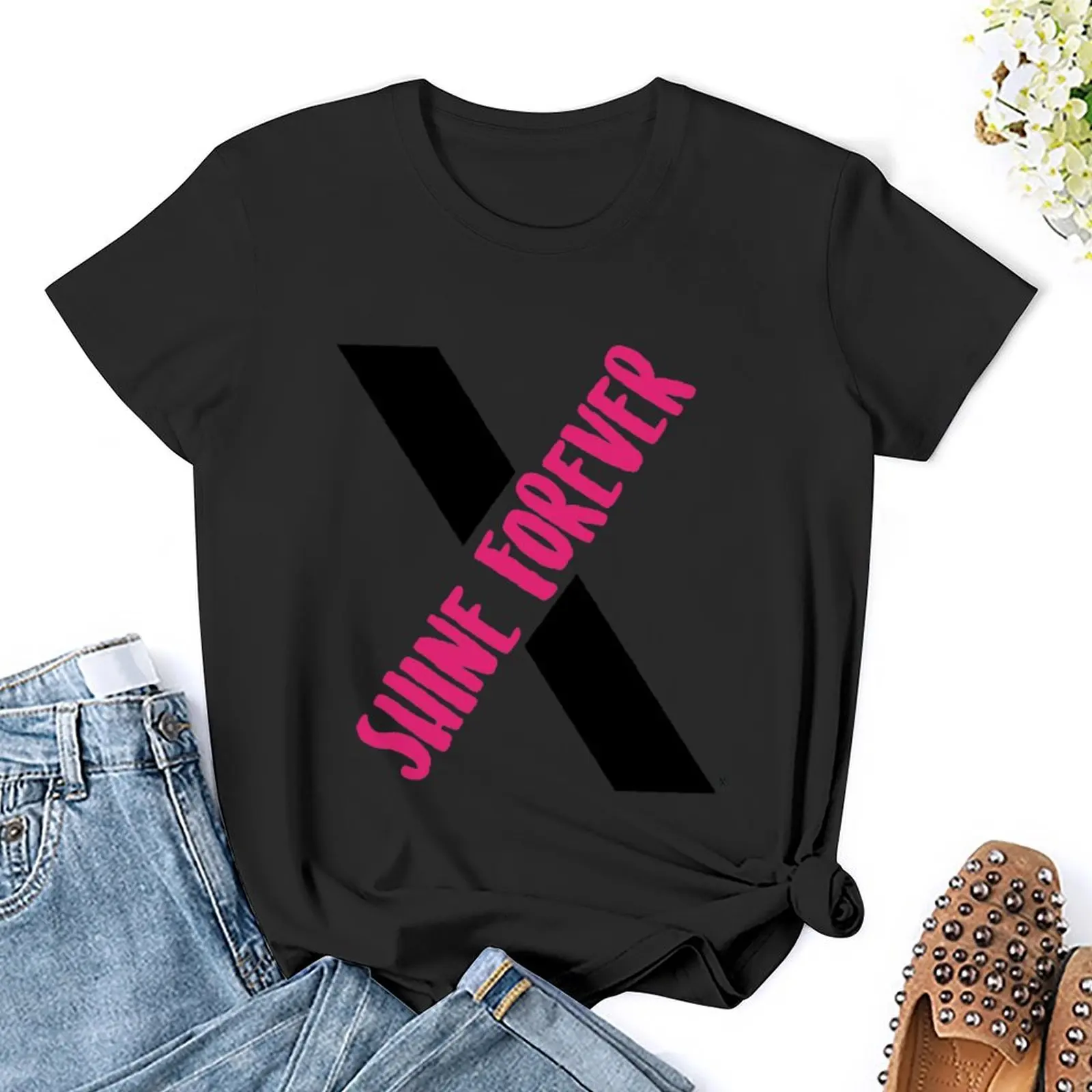 Camiseta Monsta X- Shine Forever X feminina, blusa feminina de verão, roupas fofas, blusa elegante, 2024