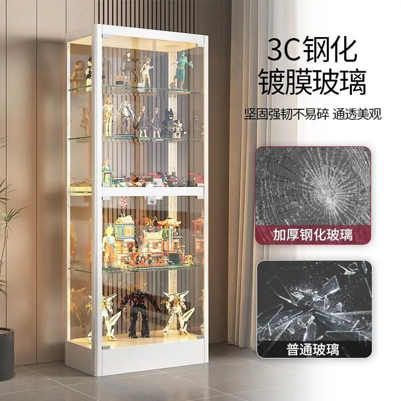 Customized. Hand-Made Display Cabinet Household Display Stand LED Light Transparent Tempered Glass Cabinet Building Block C