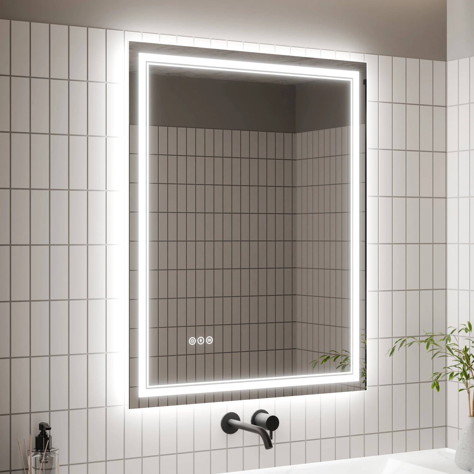 Bathroom Vanity Mirror with Light Tricolor temperature Backlit rontlitBoth Vertical and Horizontal Wall Mounted Vanity Mirror