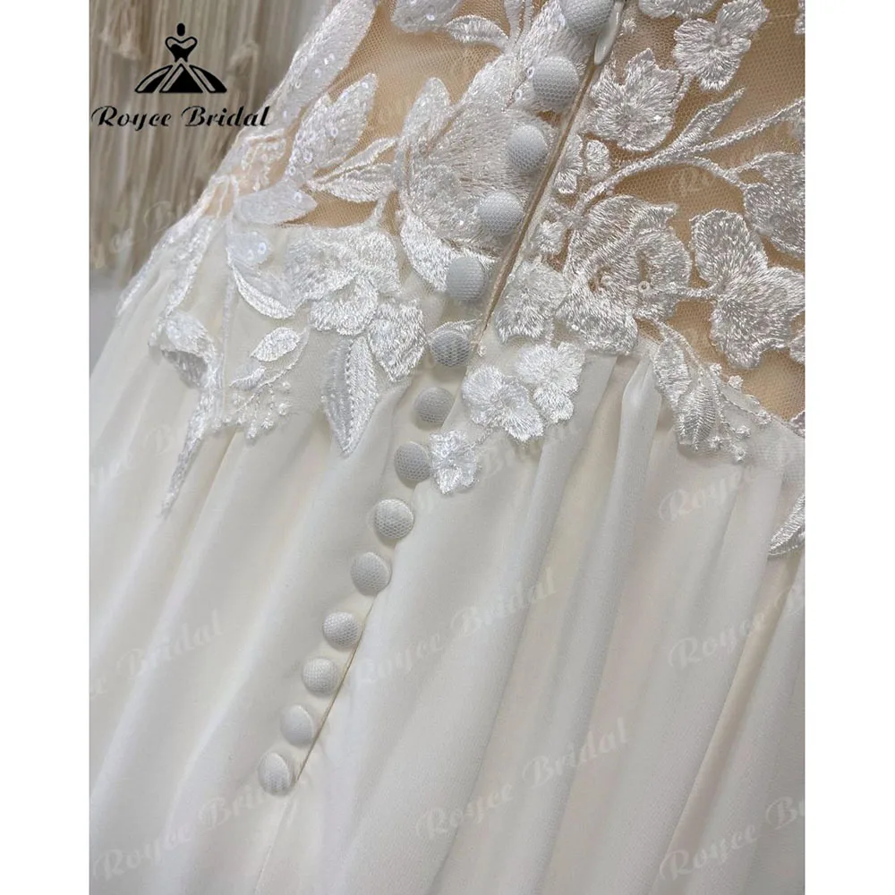 Summer Plunging V Neck Lace Chiffon Country Wedding Dress Open Back 2024 Vestido Boda Civil Beach Bridal Gown abito da sposa