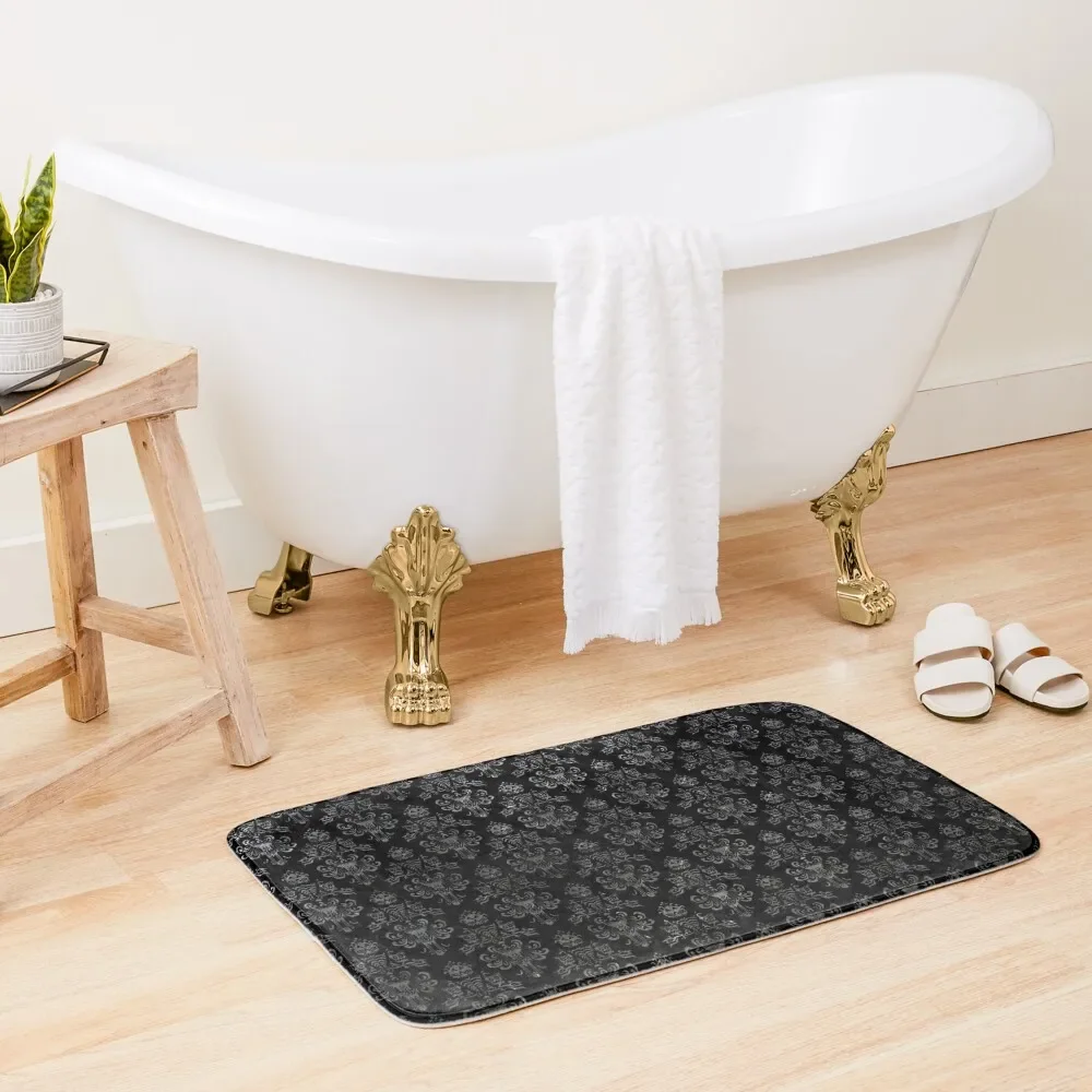 

Haunted Mansion Wallpaper Black and Silver Bath Mat Toilet Rug Modern Bathroom Accessories Kitchen Rug Mat