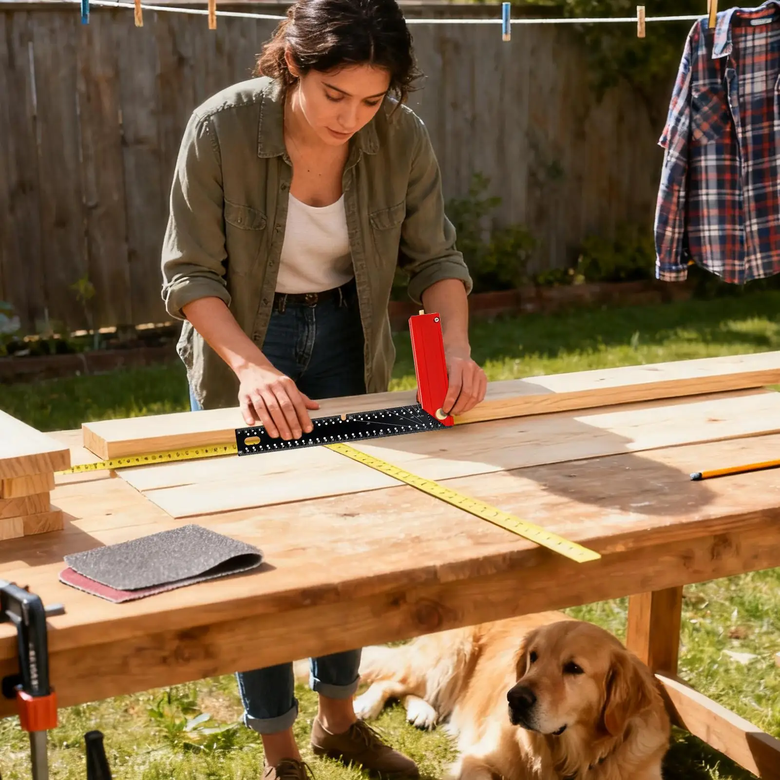 ไม้บรรทัดฉากตัวแอล 12 นิ้ว แบบยืดหดได้ สำหรับงานช่างไม้ วัดขนาดงานไม้ ใช้ได้ทั้งระบบเมตริกและอิมพีเรียล