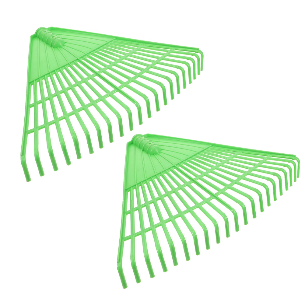 2pcs Plastic Garden Rake Small Heavy Duty Leaf Rake For Lawns Yard Weeding Shrub Pine Needle Cleaning Lawn Tool