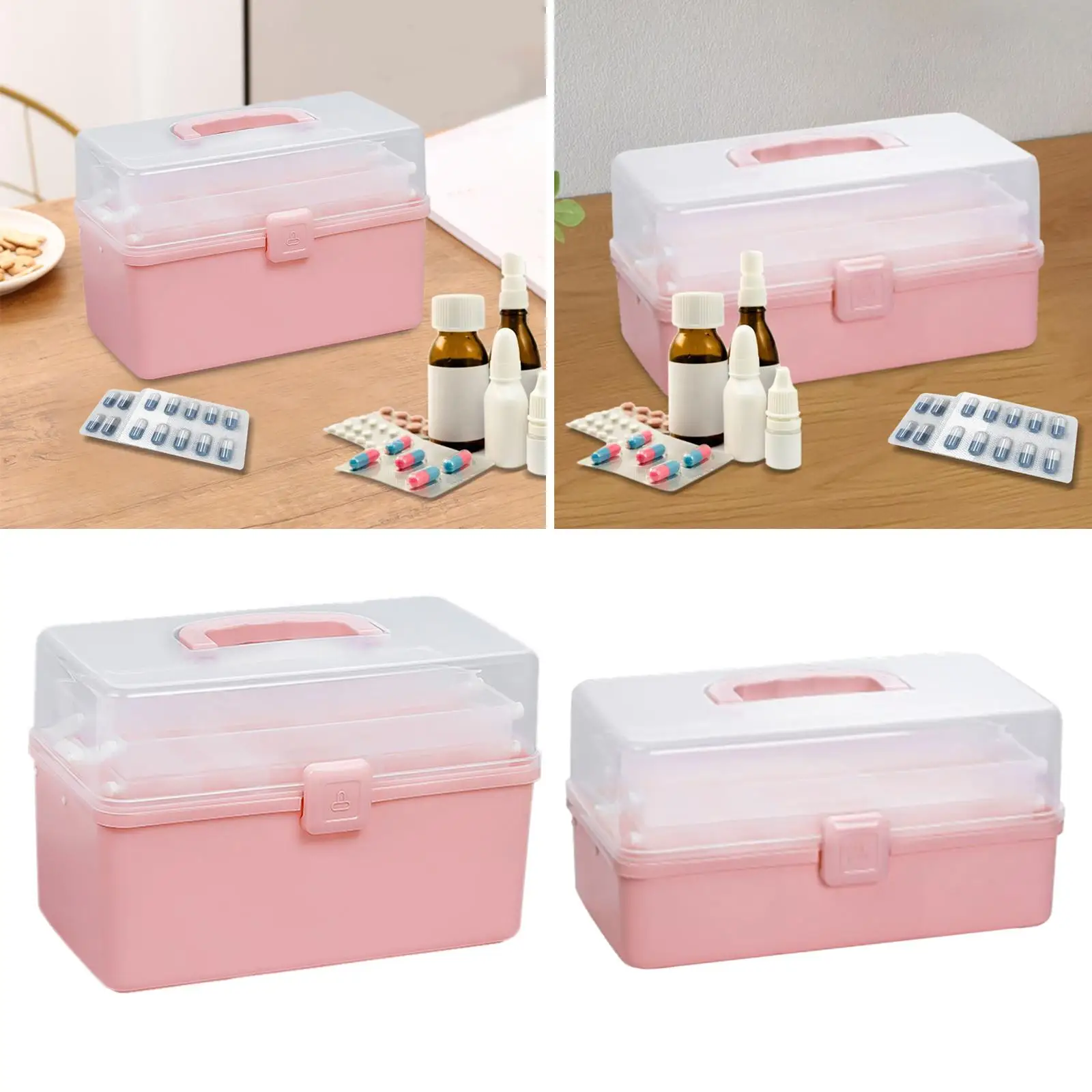 First Aid Carrying Case Medicine Storage Box Emergency Kit Dustproof Bin Organizer for Home Workplace Sports Art Supplies