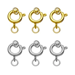 10pcs/lot Stainless Steel Gold Round Claw Spring Clasps With Ring for Bracelet Necklace Connectors DIY Jewelry Making Supplies