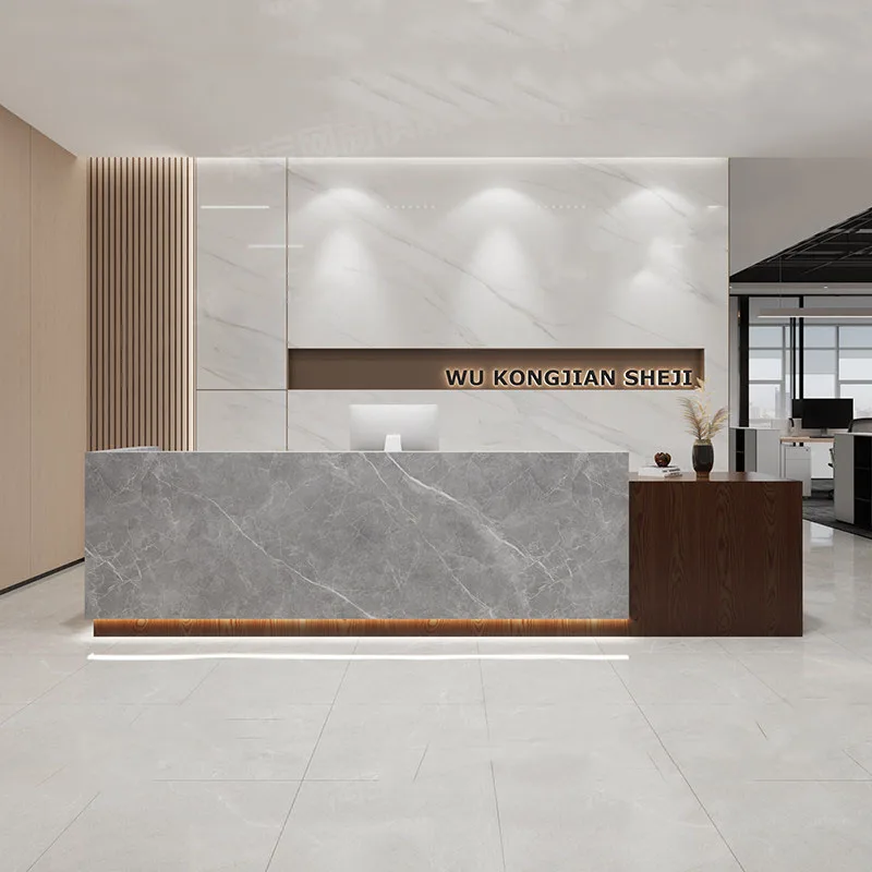 Nordic Aesthetic Reception Desk Luxury Office Vintage Beauty Reception Desk Modern Display Salon Bancone Commercial Furniture