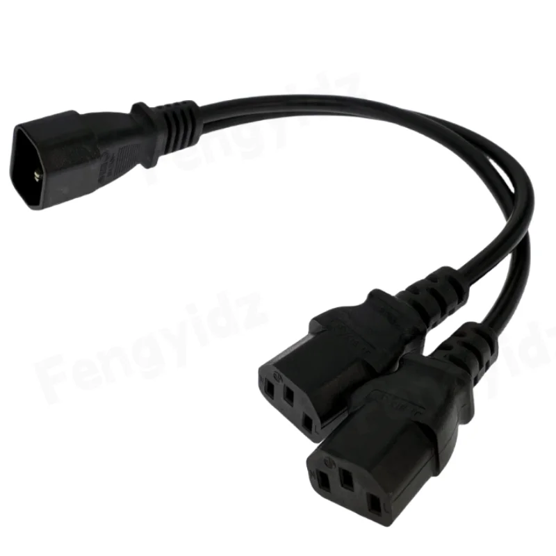 Wholesale 1pcs Single C14 to Dual C13 5-13R Short Power Y Type Splitter Adapter Cable Cord 30cm