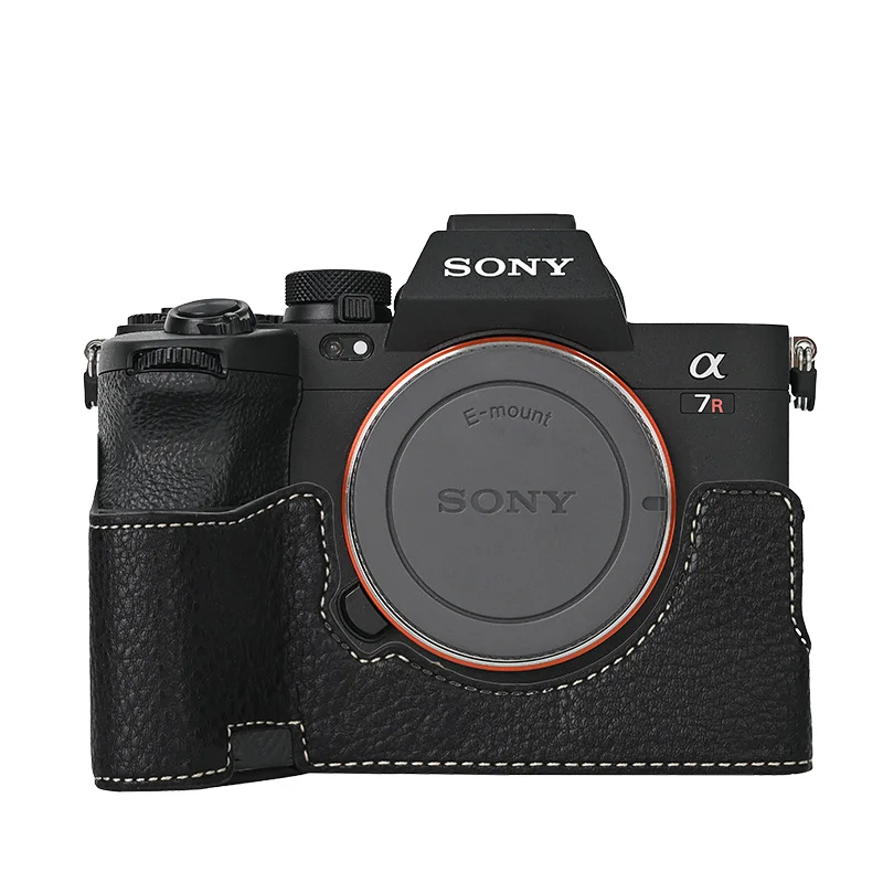 Litchi Magnetic PU Leather Camera Half Case For Sony A6700 A6300 A6400 A6100 Protective Cover For A7CII A7R5 A7M4 ZVE10 ZVE10 II