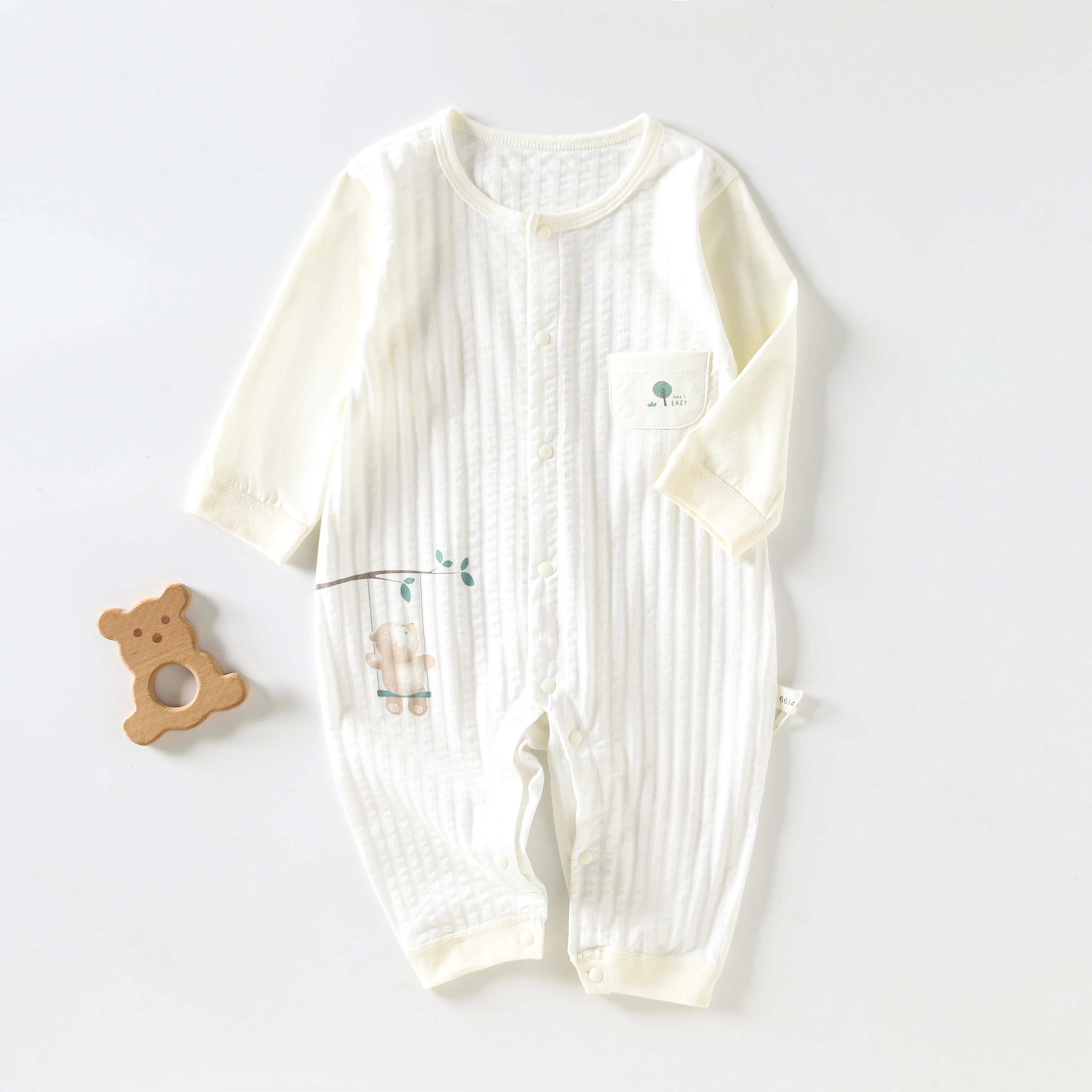 Baby Clothes, Spring and Summer Jumpsuits, Lightweight Air-Conditioned Clothing for Babies, Home Crawling Clothes, Breathable Long-Sleeved Pajamas