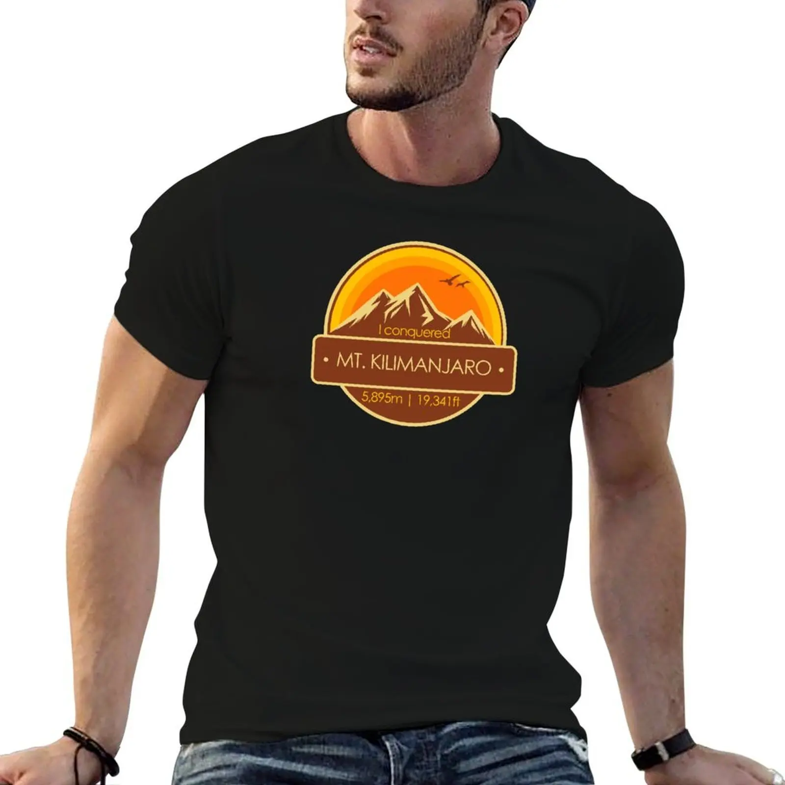 T-shirt graphique de collection pour homme, I Conquered Mount Kilimanjaro Hiker's, t-shirt pour homme