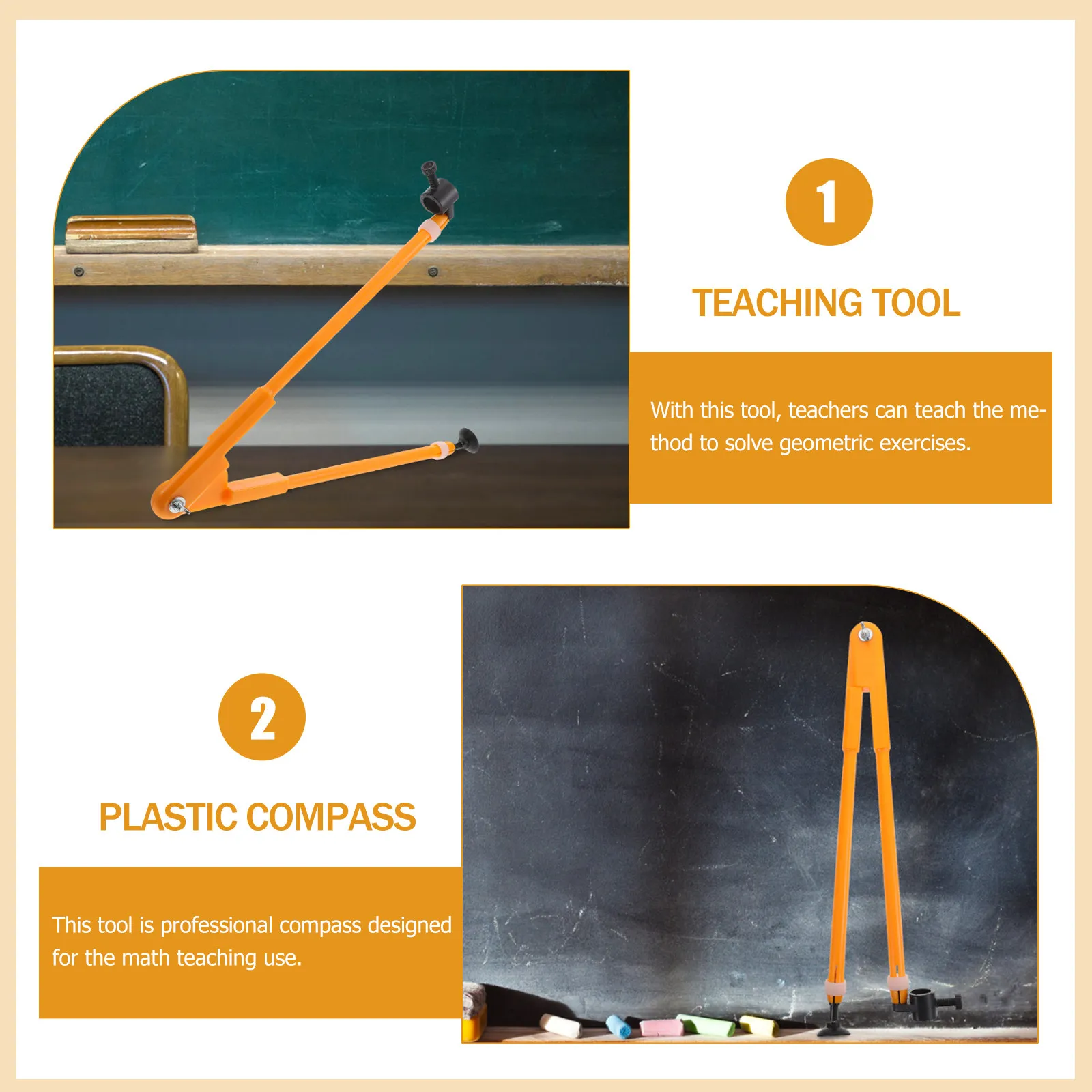 Plastic Compass Professional Math Class Teachers Clear Scale Design Movable Nail Problem Solving Teaching