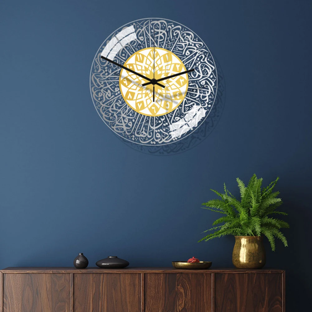 

3D Wall Clock Mute Modern Decoration Decorative Round Home Adhesive Acrylic Indoor Ornamental Room Silent