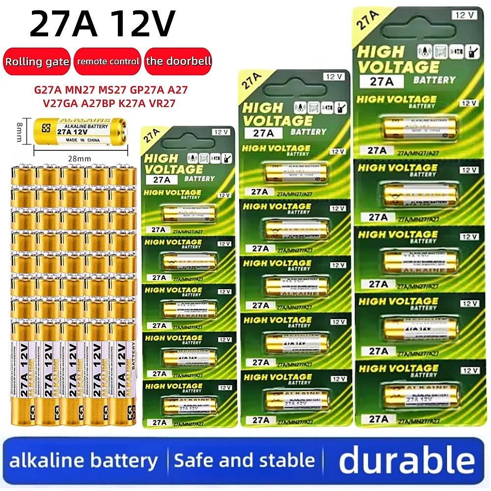 5-50 قطعة A27 27A 12V بطارية قلوية G27A MN27 MS27 GP27A L828 V27GA ALK27A A27BP K27A VR27 R27A لعبة جرس الباب التحكم عن بعد