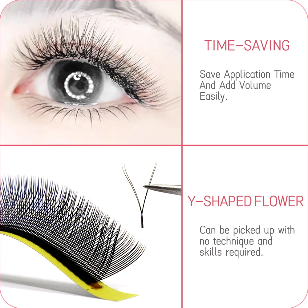 COAST GIRL YY Eyelash Extensions 0.07mm C/D Curl 8-15mm 2D Natural and Soft Handmade Black YY Shape Faux Mink False Eyelashes