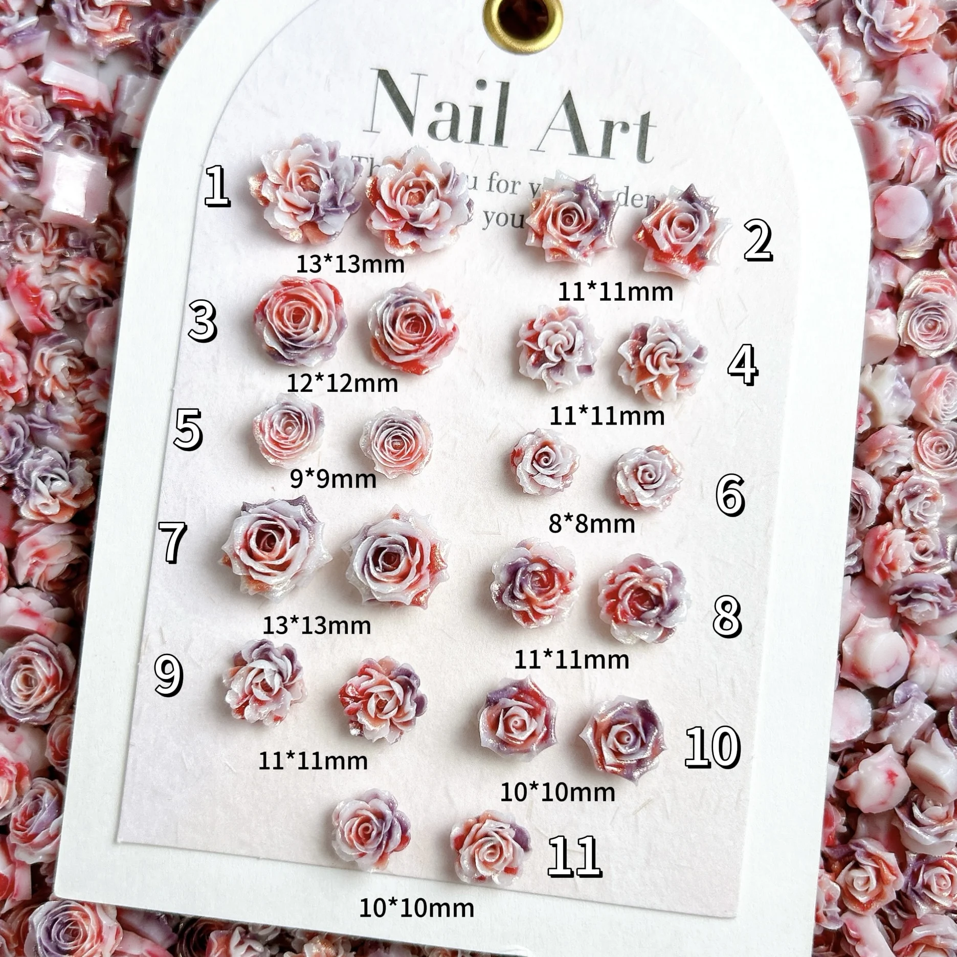 반짝이는 달콤한 장미 동백꽃 레진 네일 장식 3D 창의적인 핑크 퍼플 부드러운 꽃 네일 참 DIY 반지 귀걸이 네일