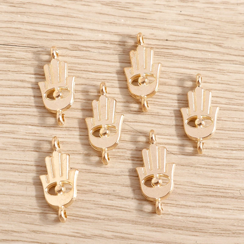Tusember 20 Stück 19*9mm Doppelloch Böses Auge Fatima Hamsa Hand Anhänger für DIY religiöse Halsketten, Ohrringe, Bastelarbeiten – Detail 3