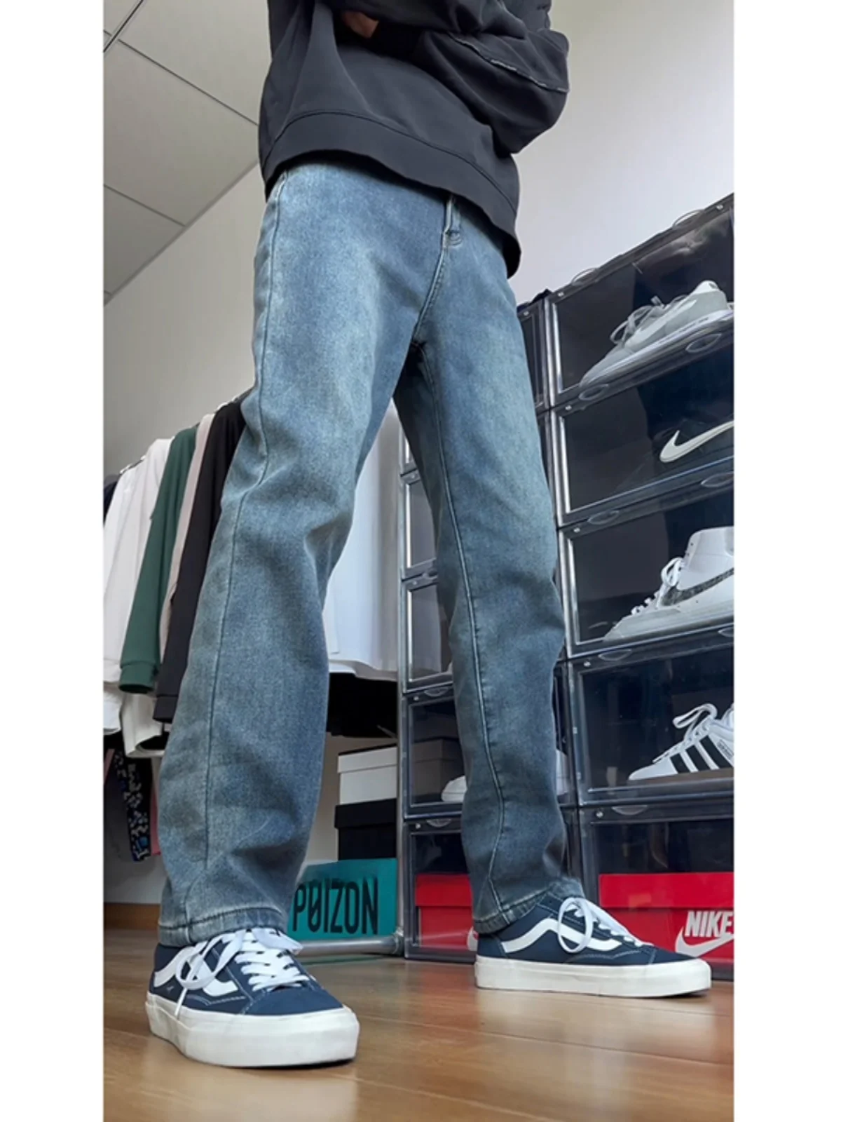 

Cleanfit Men's Blue Fce Lined Jeans Tall Size Extended Winter Straight Leg Long Pants mid Low Waist Zipper Closure Cotton ...