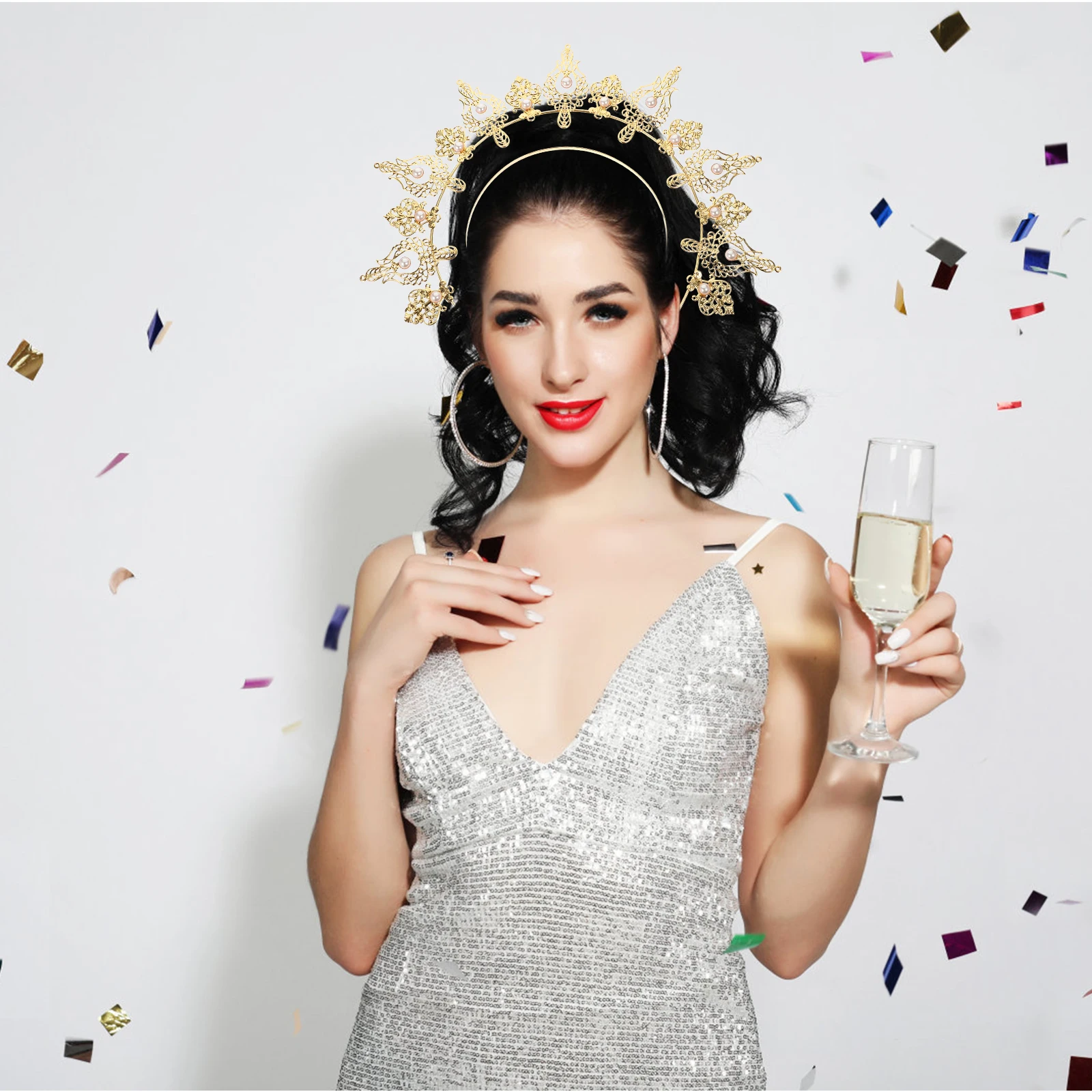 

Pearl Virgin Hair Band Vintage Retro Hairpiece for Women Party Cosplay Engagement Decorative Headband Mary Hair Decor