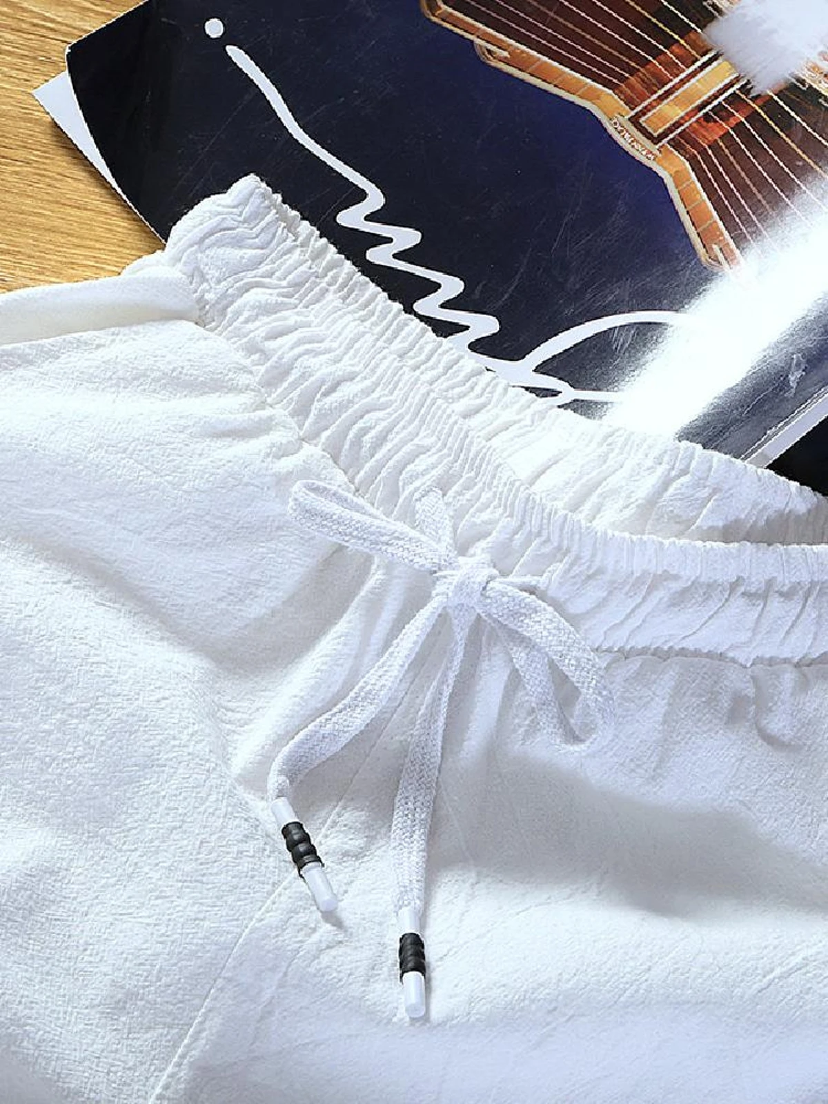 Celana Linen Katun Musim Panas Pria Pakaian Pantai Kasual Longgar Celana Panjang Depan Datar Trendi Ukuran Plus Bahan Tipis Ular Muda