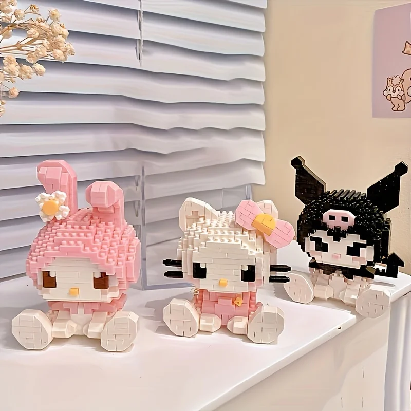 Kawaii Sanrio Hello Kitty Building Blocks Toys Kuromi Melody Anime LEGO Puzzle Assembly Toy Ornament Children's Christmas Gift