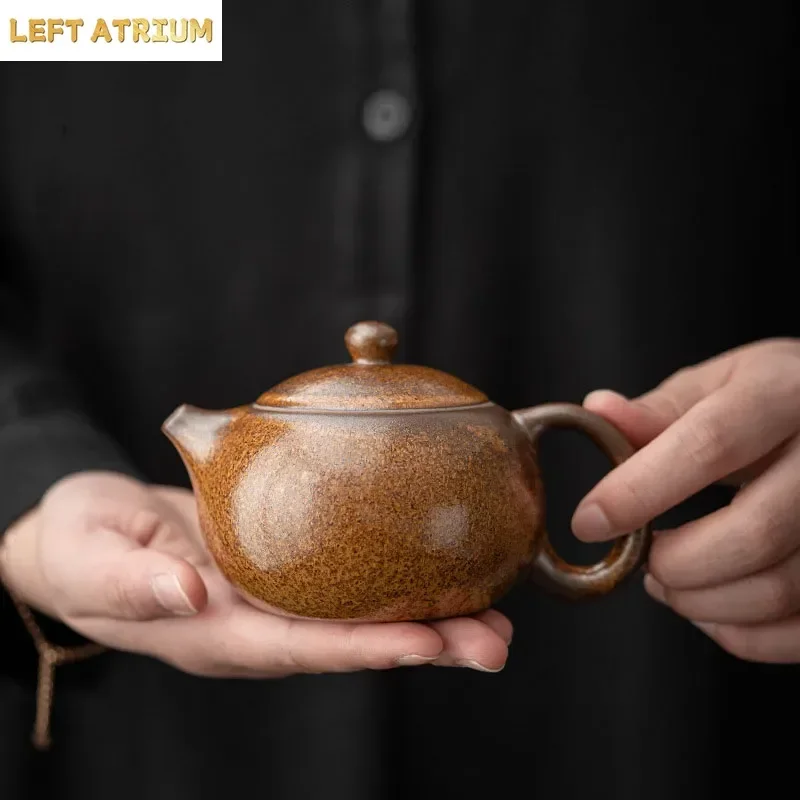 Chinese Kung Fu Ceramic Teapot, Small Teapots, Filter Hole, Kiln Transformation, Single Teapot, Antique Glaze, Tea Set