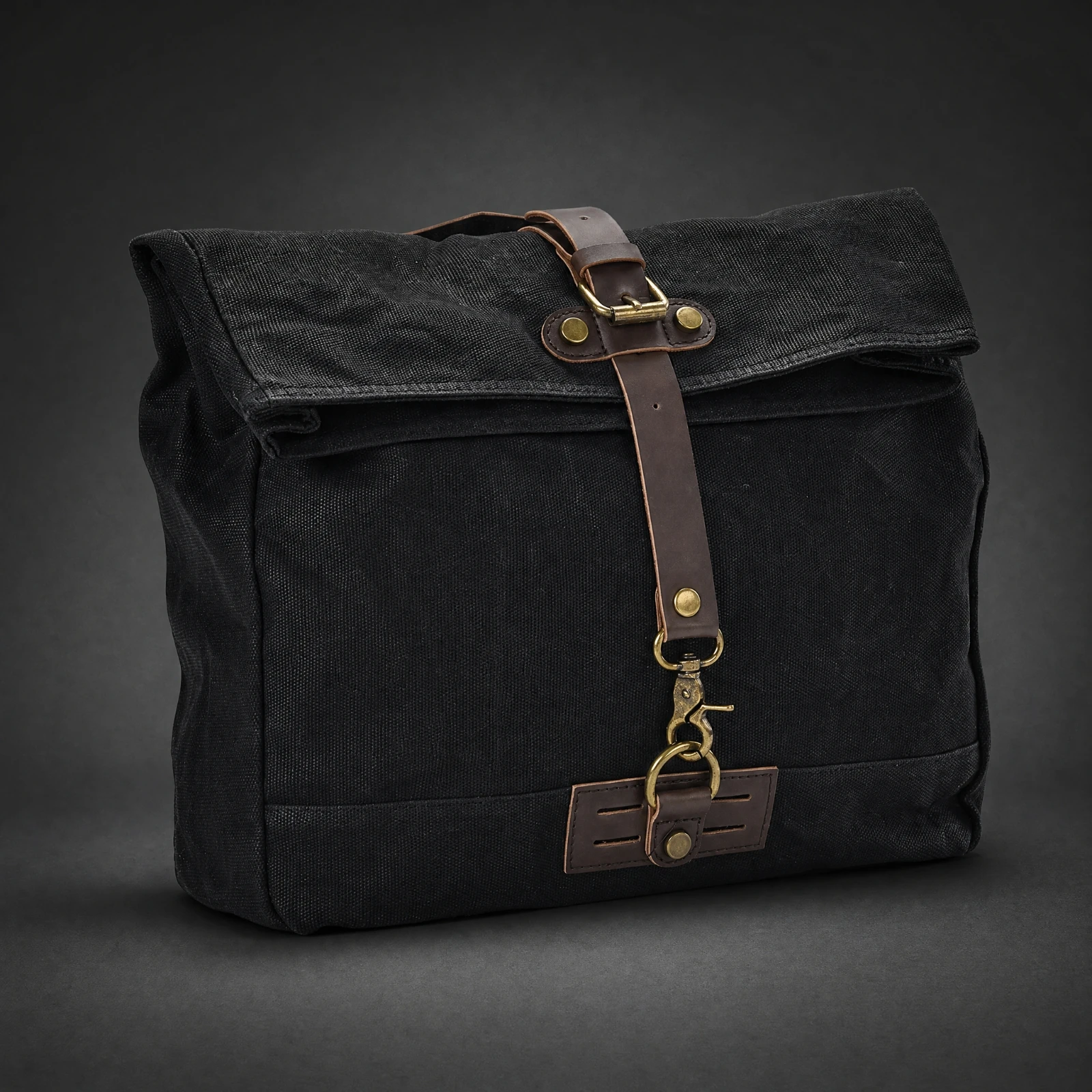 Motorcycle Side Bag with Leather Strap Heavy-Duty Messenger Bag with Flap Closure Satchel Compact Spacious for Commuters