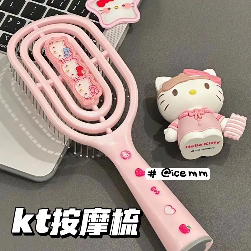 

New Hello Kitty Kawaii Anime Sanrio Diy Rib Comb Cute Cartoon Wet Dry Student Hair Comb Toys Lovely Gifts for Girls