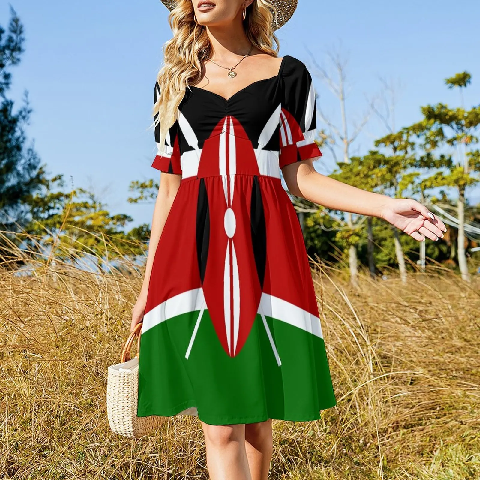 Kenya Vlag T-Shirt - Kenyan Nairobi Sticker Mouwloze Jurk Strandkleding Jurk Party Night