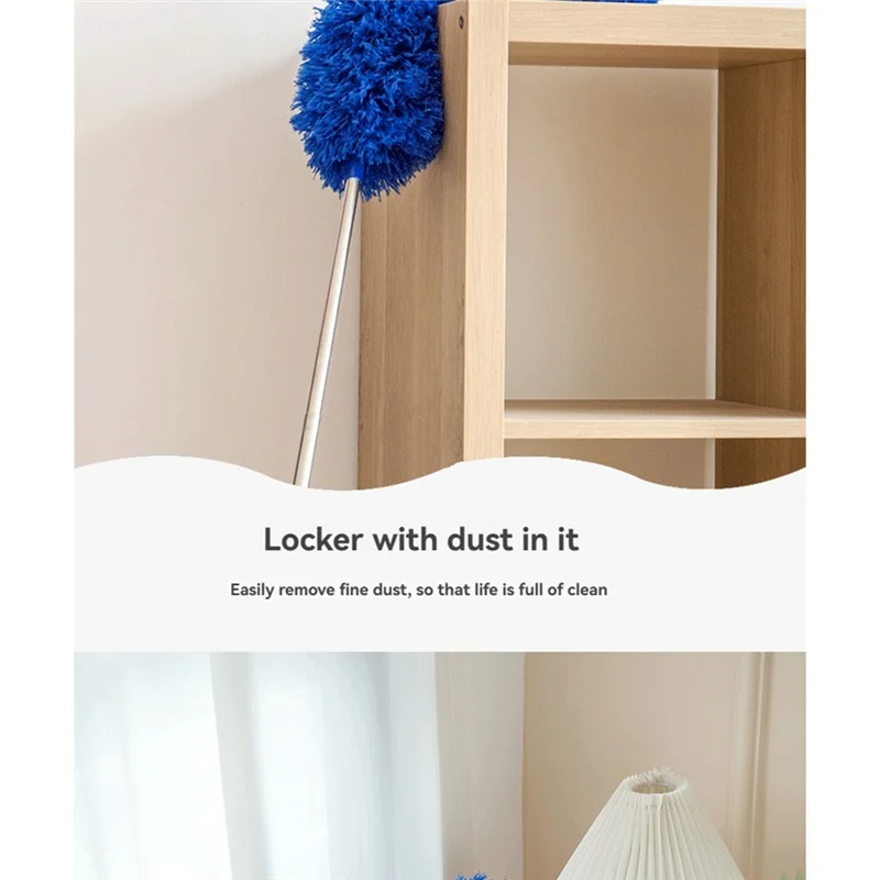 A04R 4-In-1 Extendable Microfiber Duster Extension Rod Ceiling Fan Duster Dust Removal Ceiling Dusting Duster Cleaning Tool