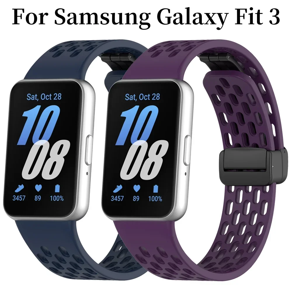 المغناطيسي D مشبك الرياضة سيليكون الفرقة لسامسونج غالاكسي صالح 3 Fit3 SM-R390 استبدال حزام معصمه سوار الملحقات