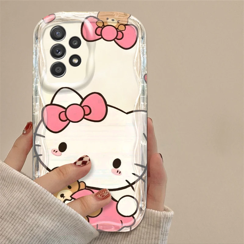 Cute Art Hello Kitty For Samsung A55 A54 A53 A52 A35 A34 A33 A32 A25 A24 A23 A22 A21S A15 A13 A14 5G Wave Oil Funda Phone Case