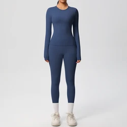 2 PCS Sportswear Yoga Set Gym Clothes Yoga Suits For Women Fitness Set Tracksuits Sports Long Sleeve Crop Top Gym Leggings