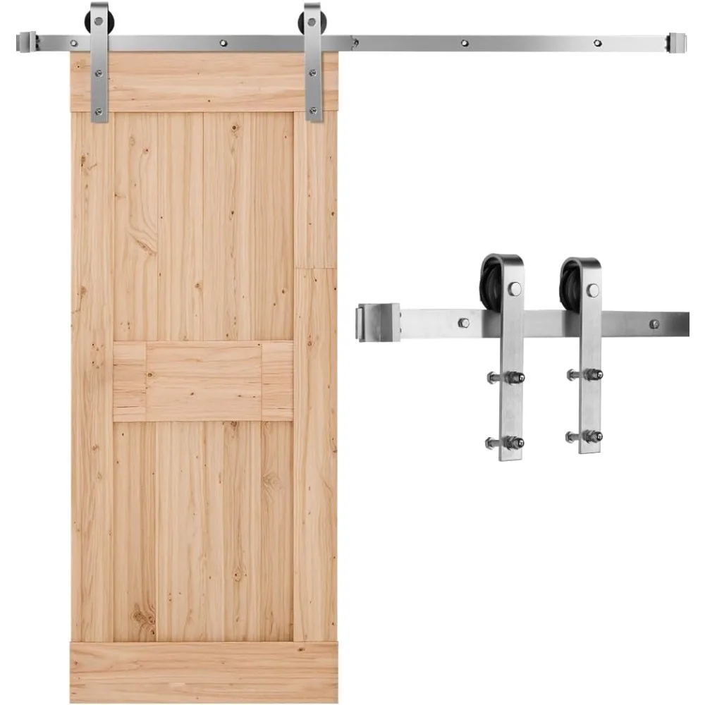 

vevor 5ft brushed nickel sliding barn door hardware kit, 330 lbs weight capacity, compatible with 30 inches max width & 1-3/8 to