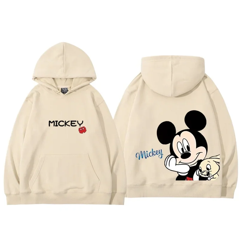 2024 Spring and Autumn Mickey Minnie Disney hoodie for male and female couples, parent-child cartoon print loose hooded clothes