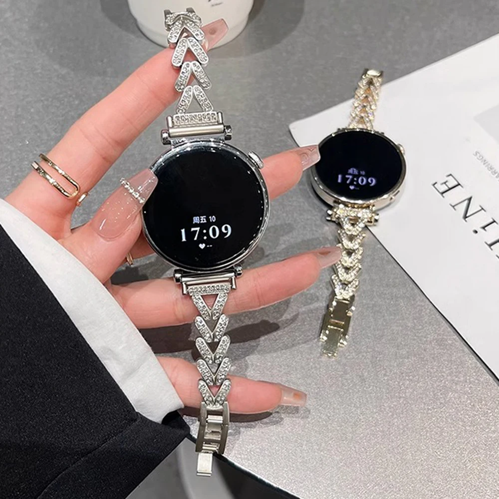 18 20mm 22mm cinturino di lusso in acciaio inossidabile per Huawei GT4/5 41mm cinturino da donna con diamanti per Samsung Galaxy 7 6 5 4 44mm 40mm braccialetto