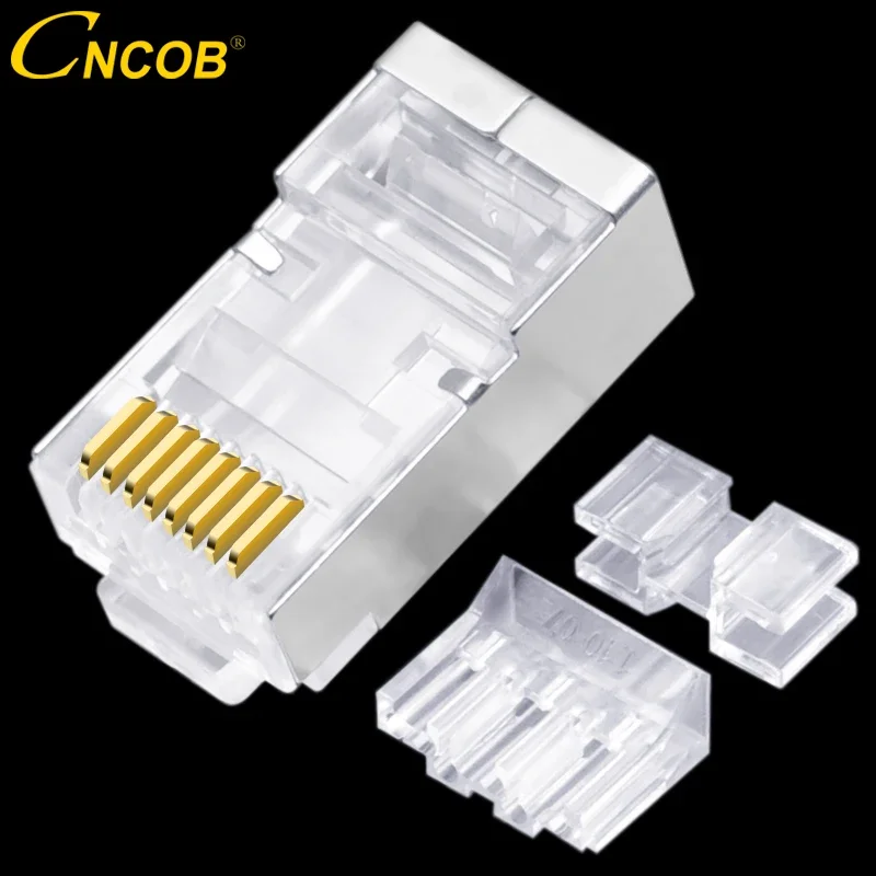 

CNCOB 50u gold-plated three-piece Ethernet connector Cat6 RJ45 8p8c modular plug Gigabit network cable connector Crystal head