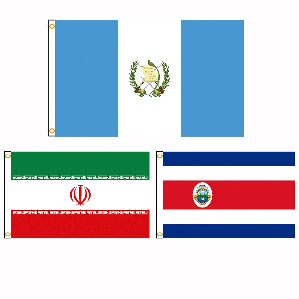 FLAGLINK 90x150CM Costa Rica Guatemala Irán Banderas nacionales para decoración