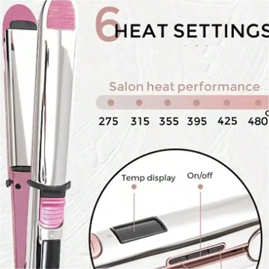 2-in-1 Hair Straightener and Curler, 1 Inch Professional Ceramic Ionic Flat Iron with 110V Voltage, Fast Heating Up Technology, Anti-Frizz & Scald-Proof Design, Salon-Quality Smooth Hair Results for Daily Styling, Home Use and Personal Grooming