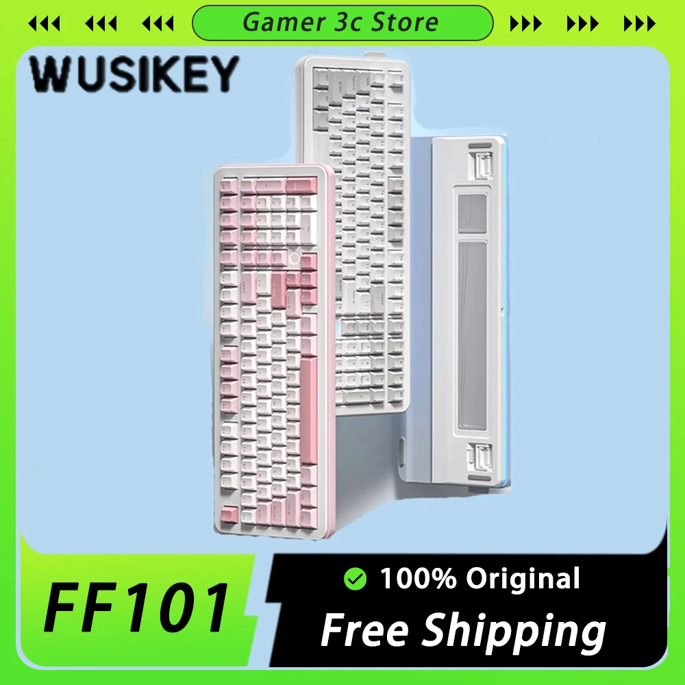 

WUSIKEY FF101 Mechanical Keyboard Three Mode Wireless Keyboard Customized Gaming Keyboard 6000mAh Hot Swap Gasket PC Accessories