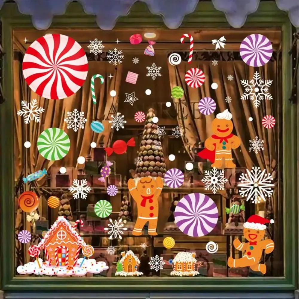 Lebkuchenhaus Süßigkeiten Aufkleber Lebkuchenmann Fensteraufkleber Weihnachten klampft Weihnachten Fensteraufkleber Weihnachten Raumdekoration