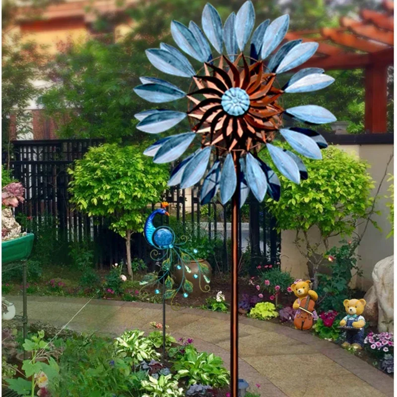 Scandinavian Iron Art Windmill Outdoor Garden Decor Ornament Kindergarten Creative Rotating Windmill Weather-Resistant Climbing