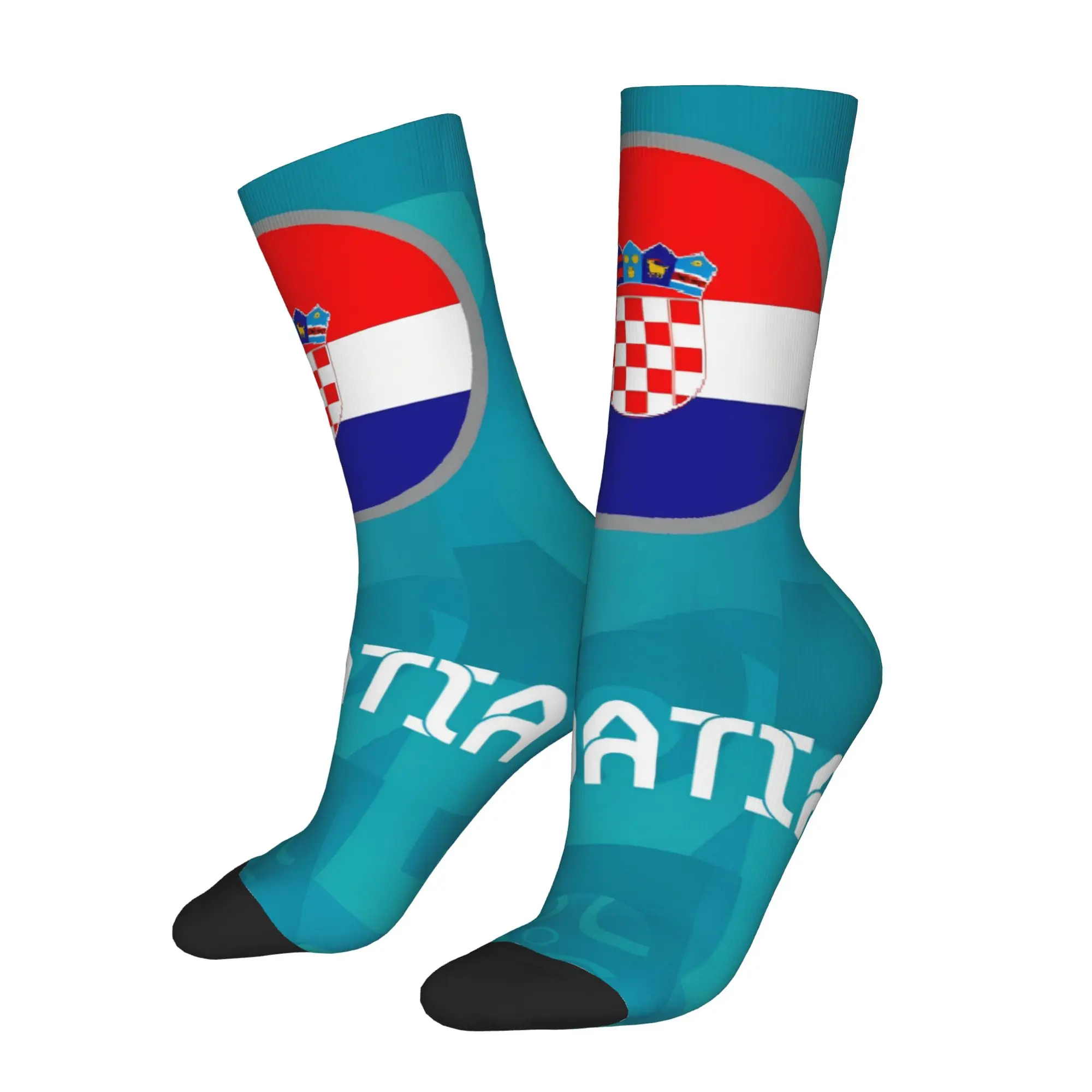 Happy Funny Croatia Retro Harajuku  Hip Hop Novelty Seamless Crew Sock Match Day Essentials
